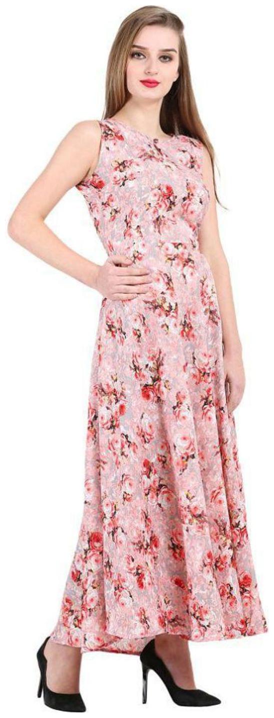 

ForeverYoung Women Crepe Floral Peach Kurti