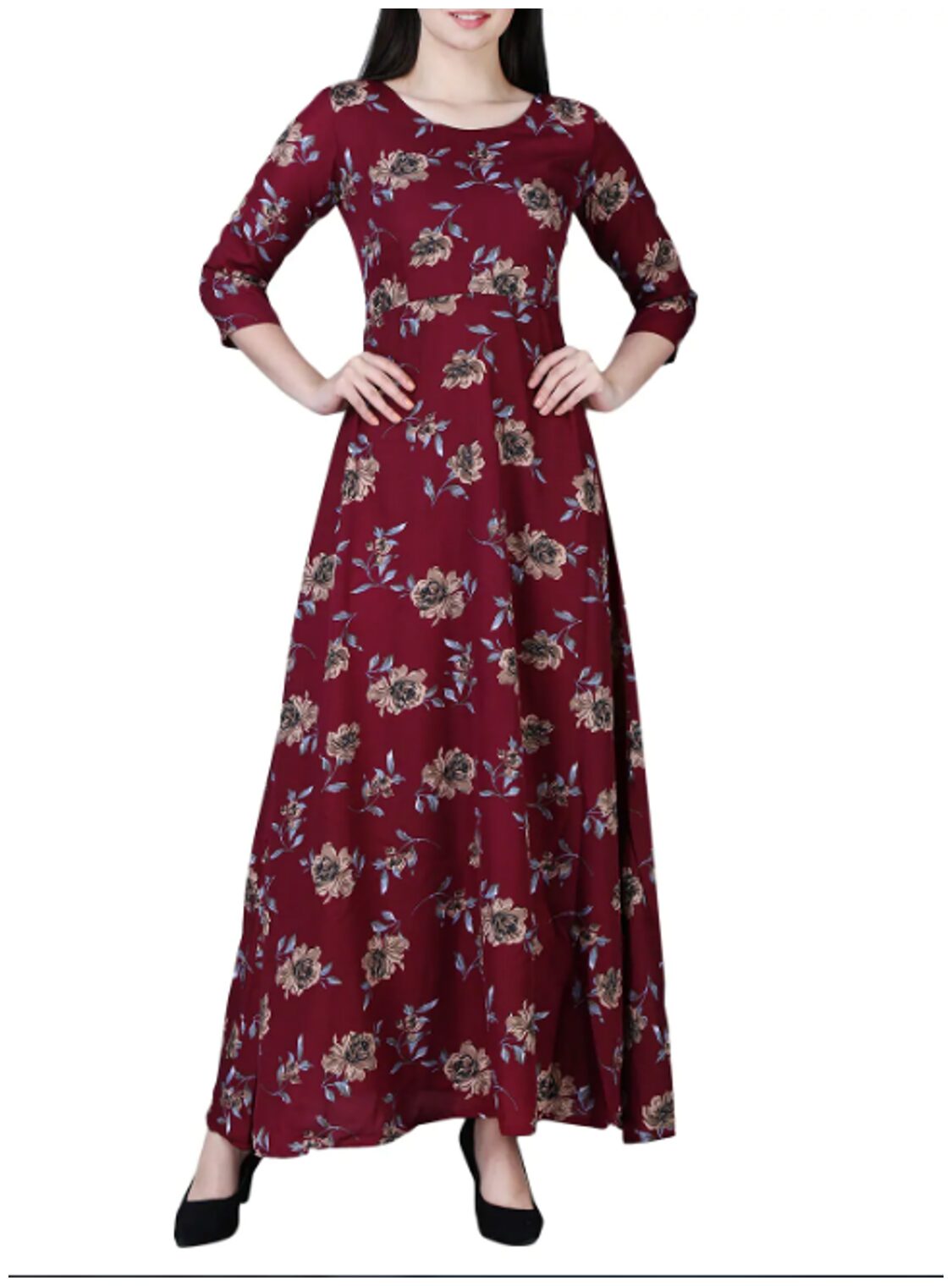 

ForeverYoung Women Crepe Floral Maroon Kurti