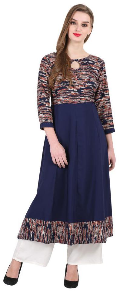 

ForeverYoung Women Crepe Printed Blue Kurti