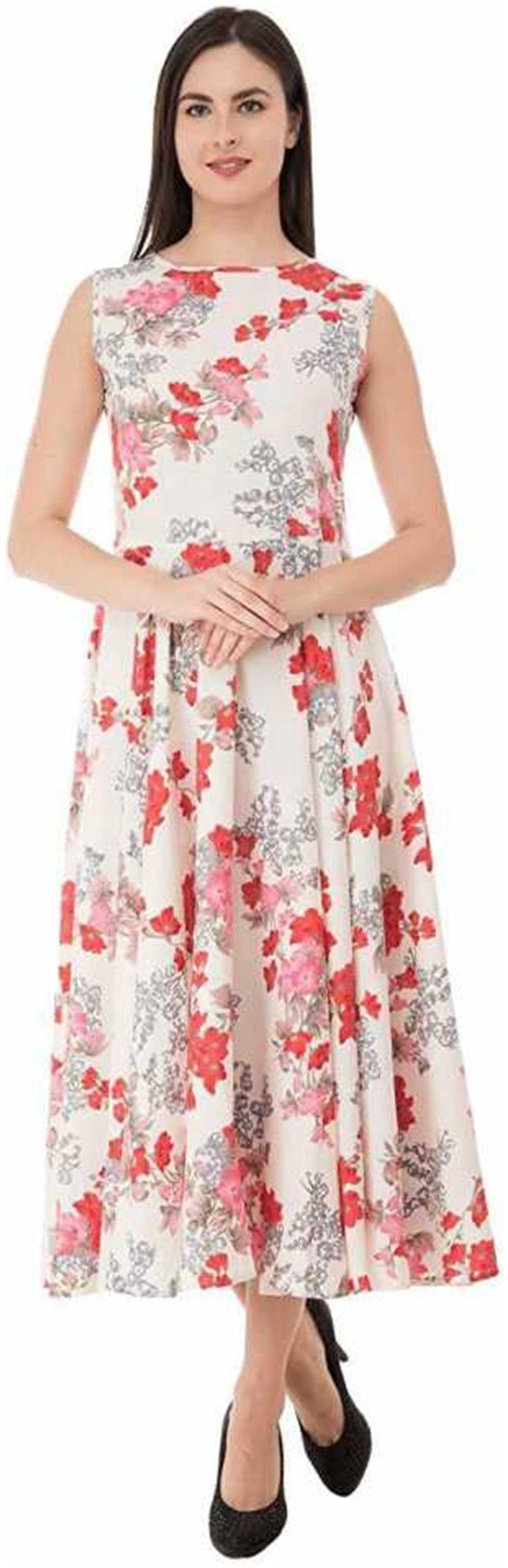 

ForeverYoung Women White Floral Anarkali Kurta