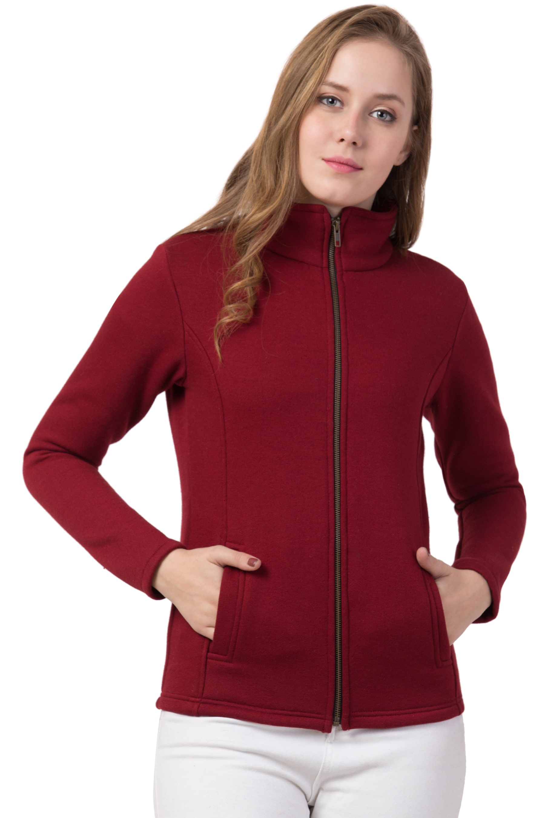 

Dibiya Women Solid Sweatshirt - Maroon
