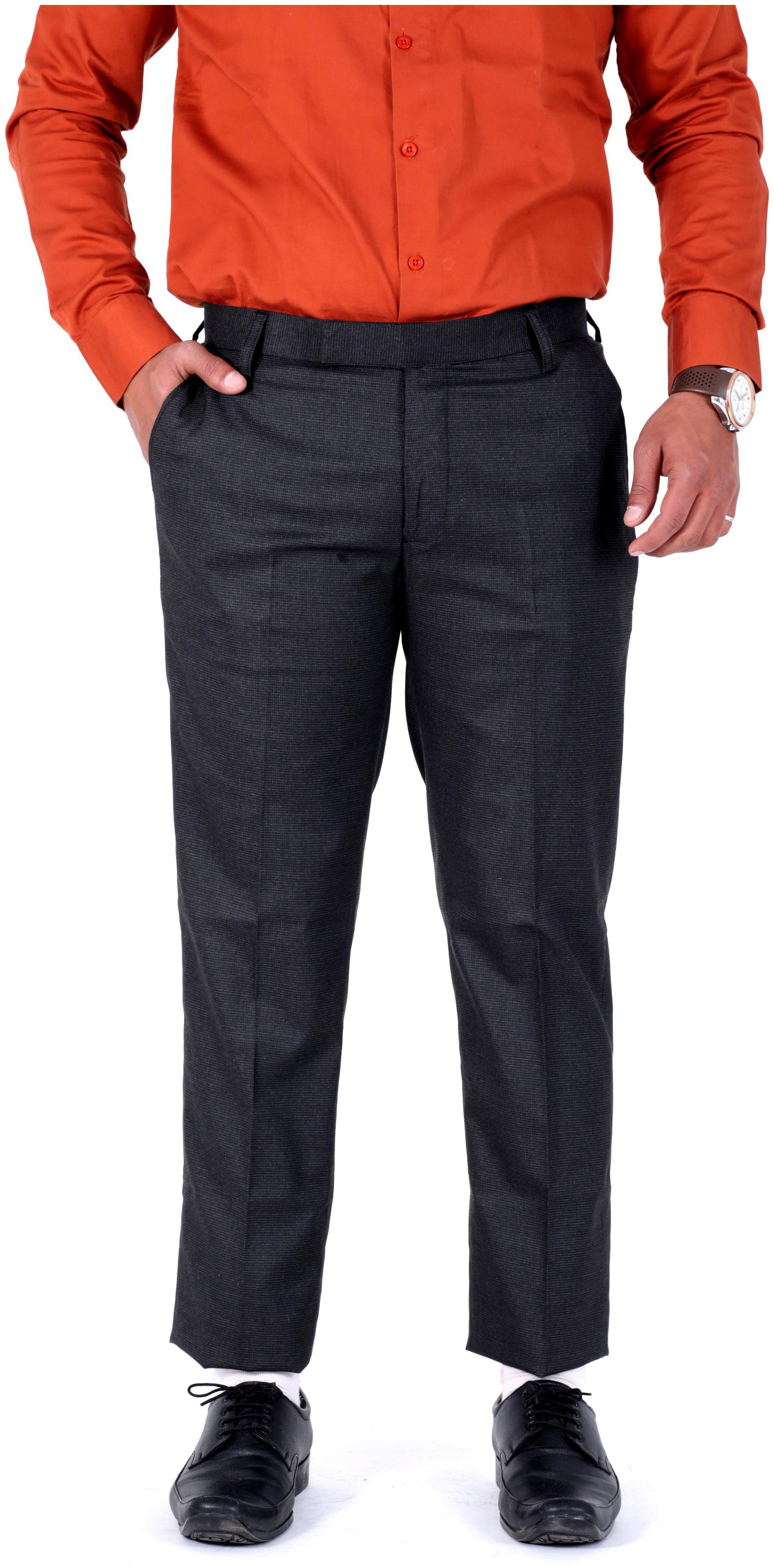 

V POSH Men Checked Regular Fit Straight Fit Formal Trouser - Black