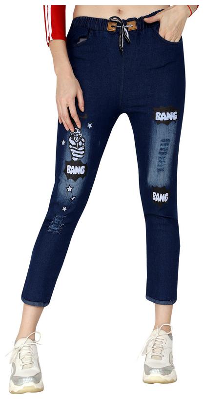 

Fortuniq Women Denim Printed Navy Blue Jegging