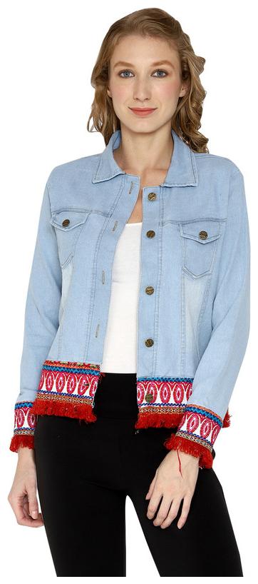 

Fortuniq Women Lace Denim Jacket - Blue