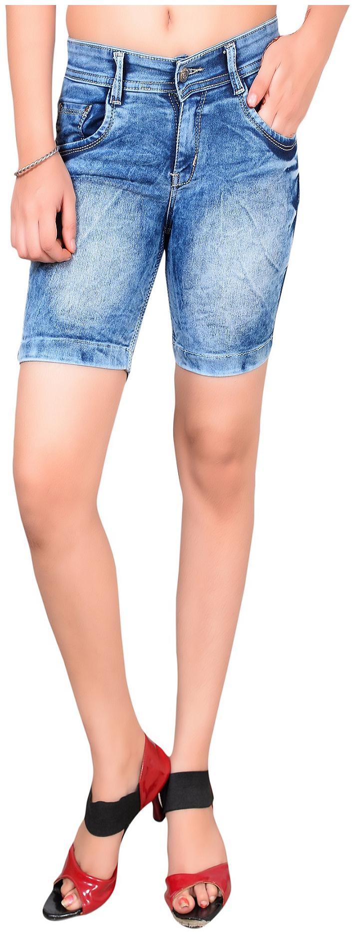 

Fourgee Women Solid Denim shorts - Blue