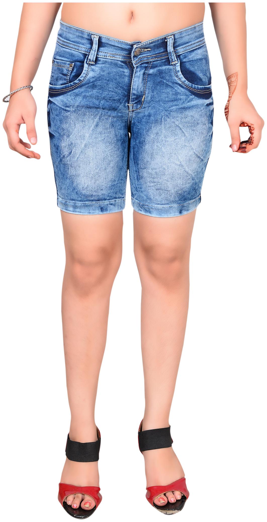 

Fourgee Women Solid Denim shorts - Blue