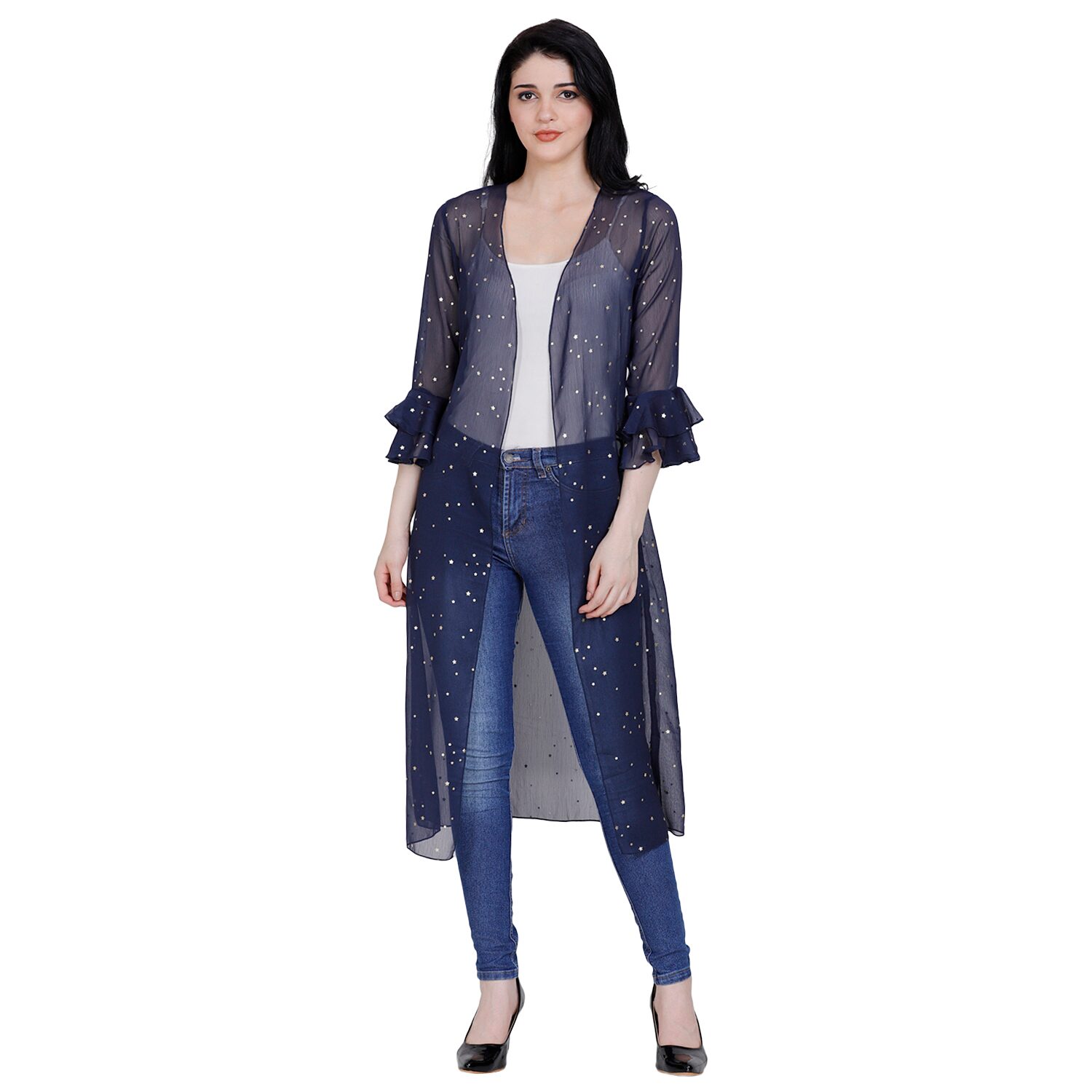 

Fragrant Flower Women Shrug - Blue