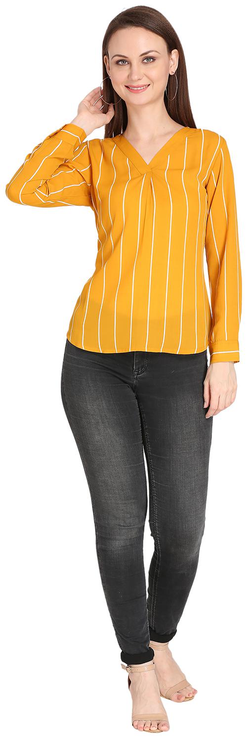 

Fragrant Flower Women Striped Regular top - Yellow