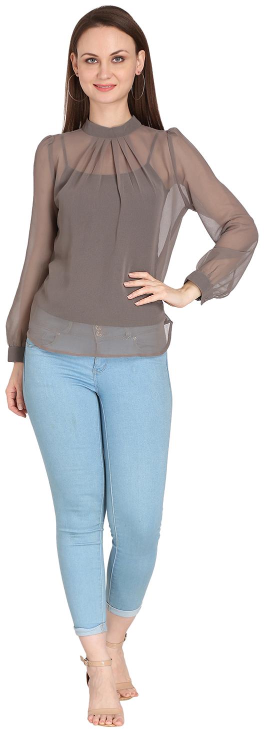 

Fragrant Flower Women Solid Regular top - Brown