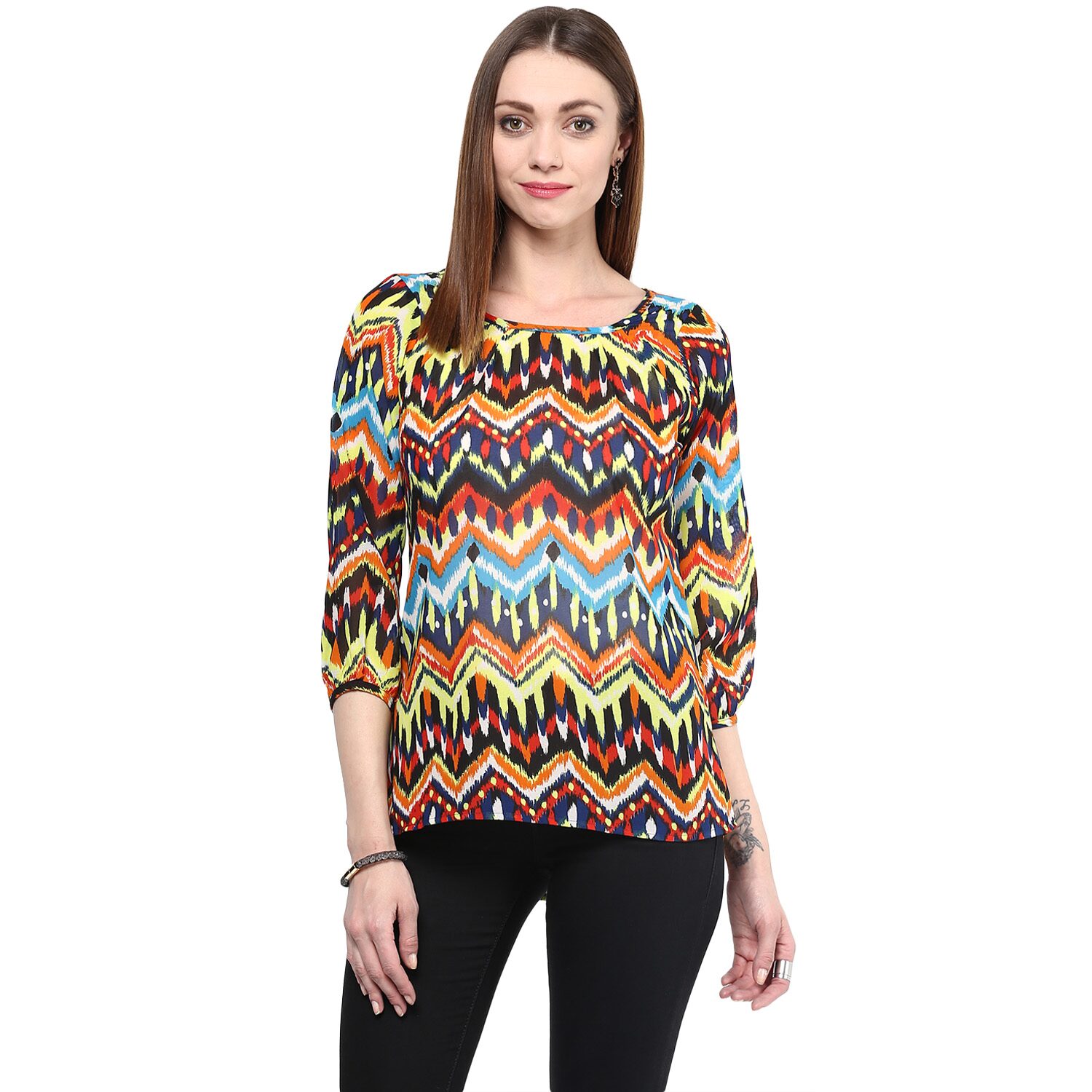 

Fragrant Flower Women Georgette Casual A Line Top (Multicolor)