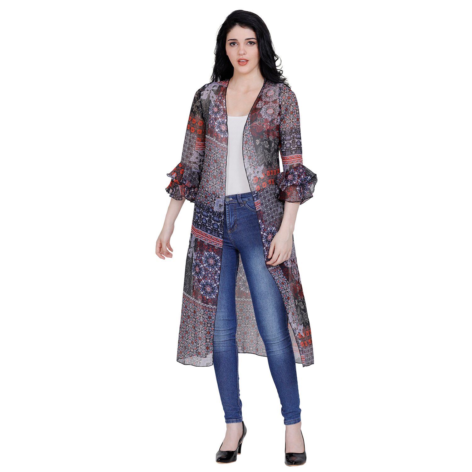 

Fragrant Flower Women Shrug - Black