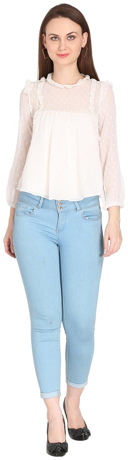 

Fragrant Flower Women Solid Regular top - White