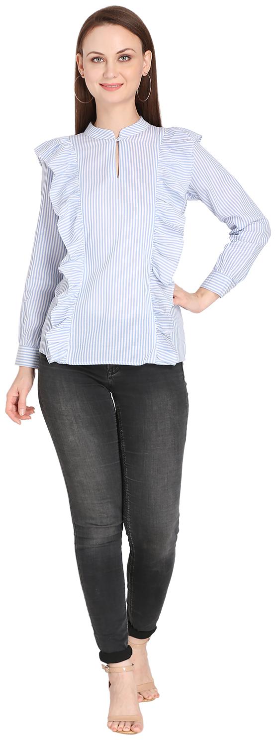 

Fragrant Flower Women Striped Regular top - Blue