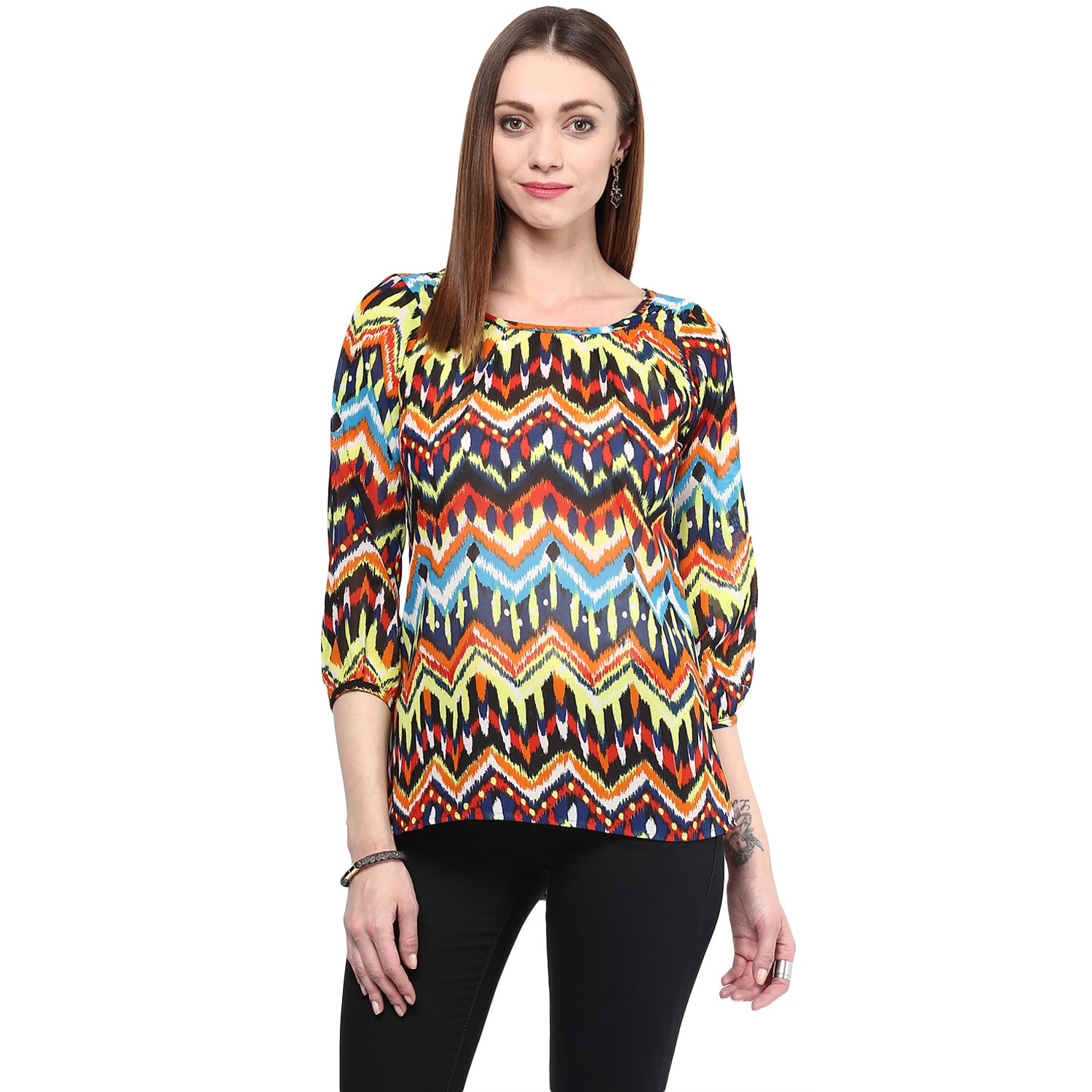 

Fragrant Flower Women Georgette Casual A Line Top (Multicolor)