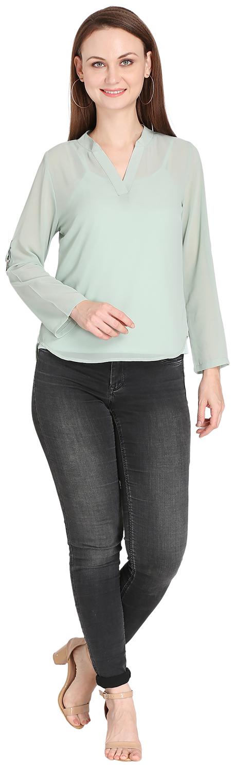 

Fragrant Flower Women Solid Regular top - Green