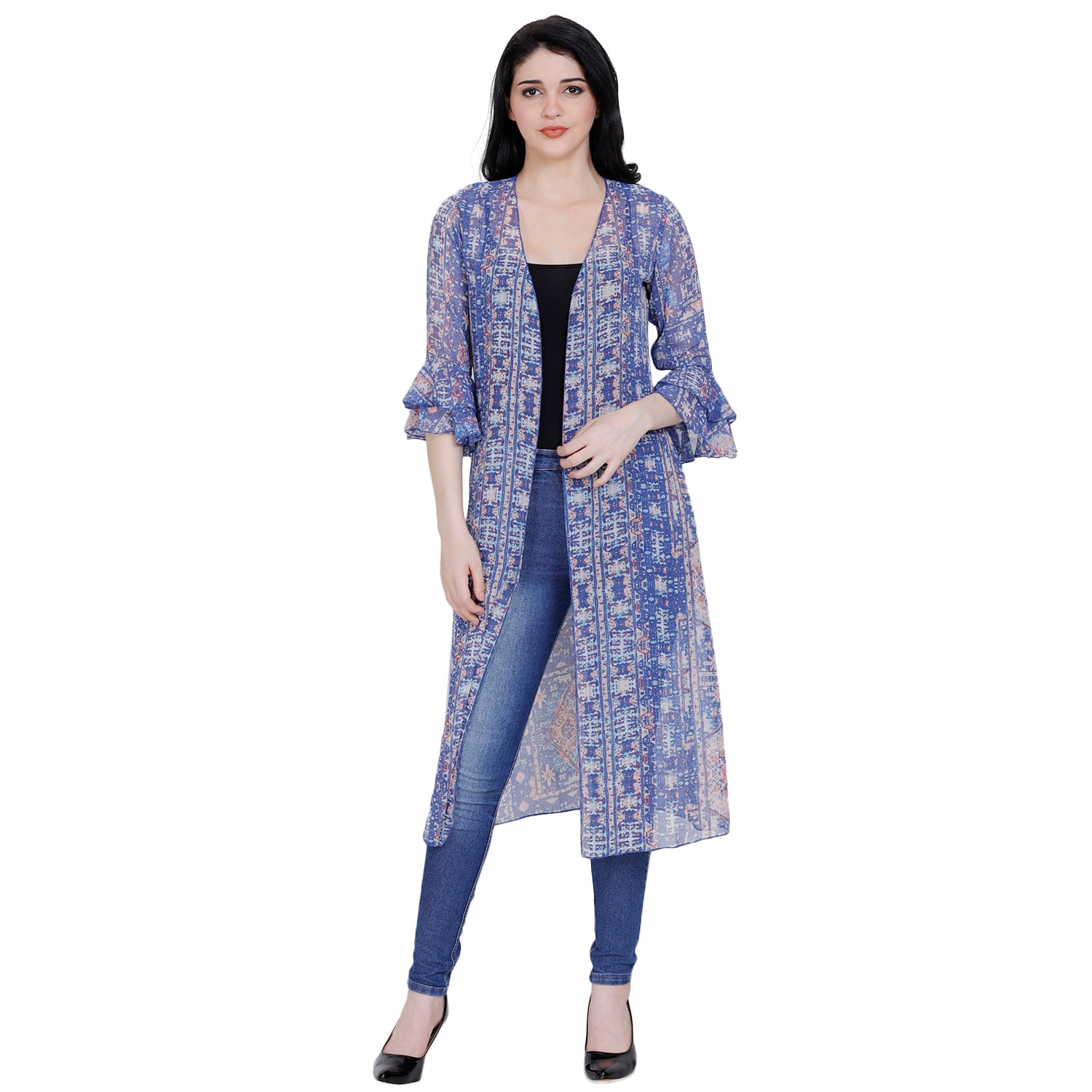 

Fragrant Flower Women Shrug - Blue