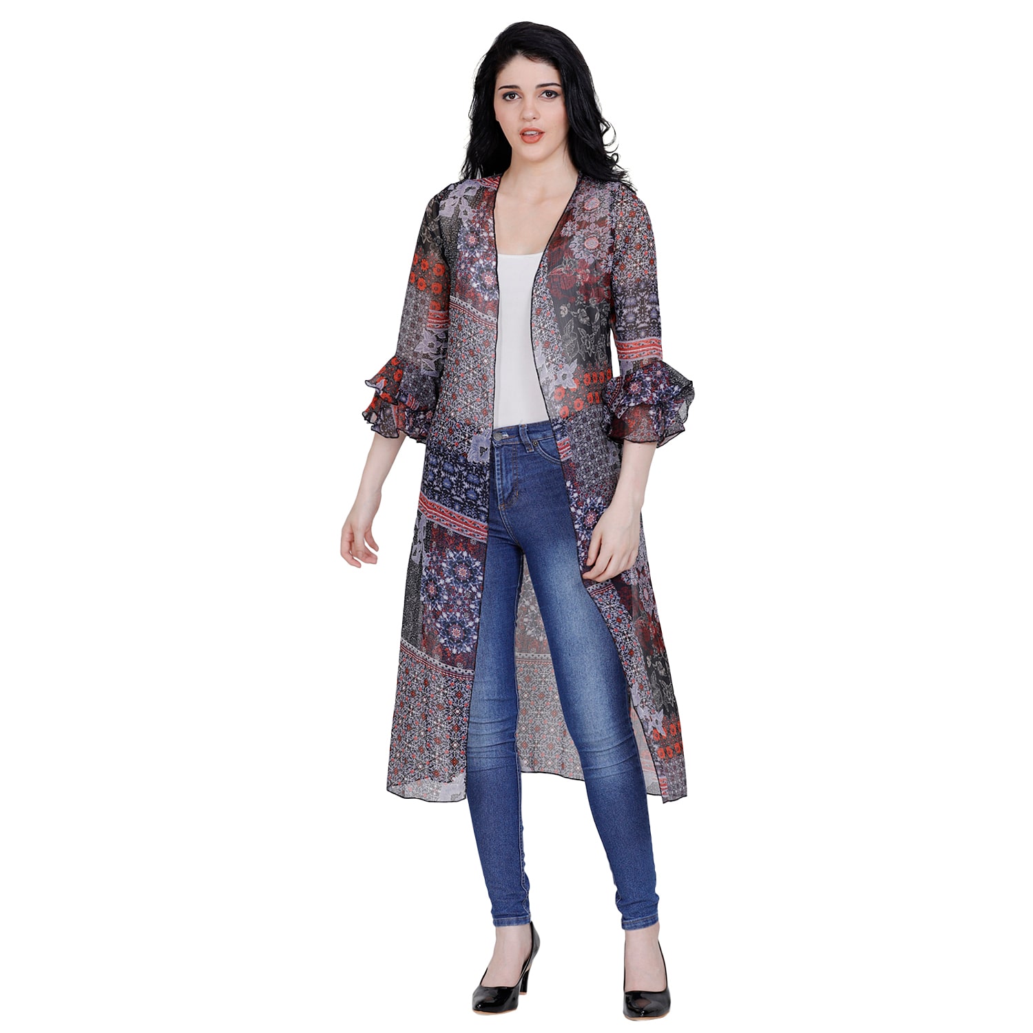 

Fragrant Flower Women Shrug - Black