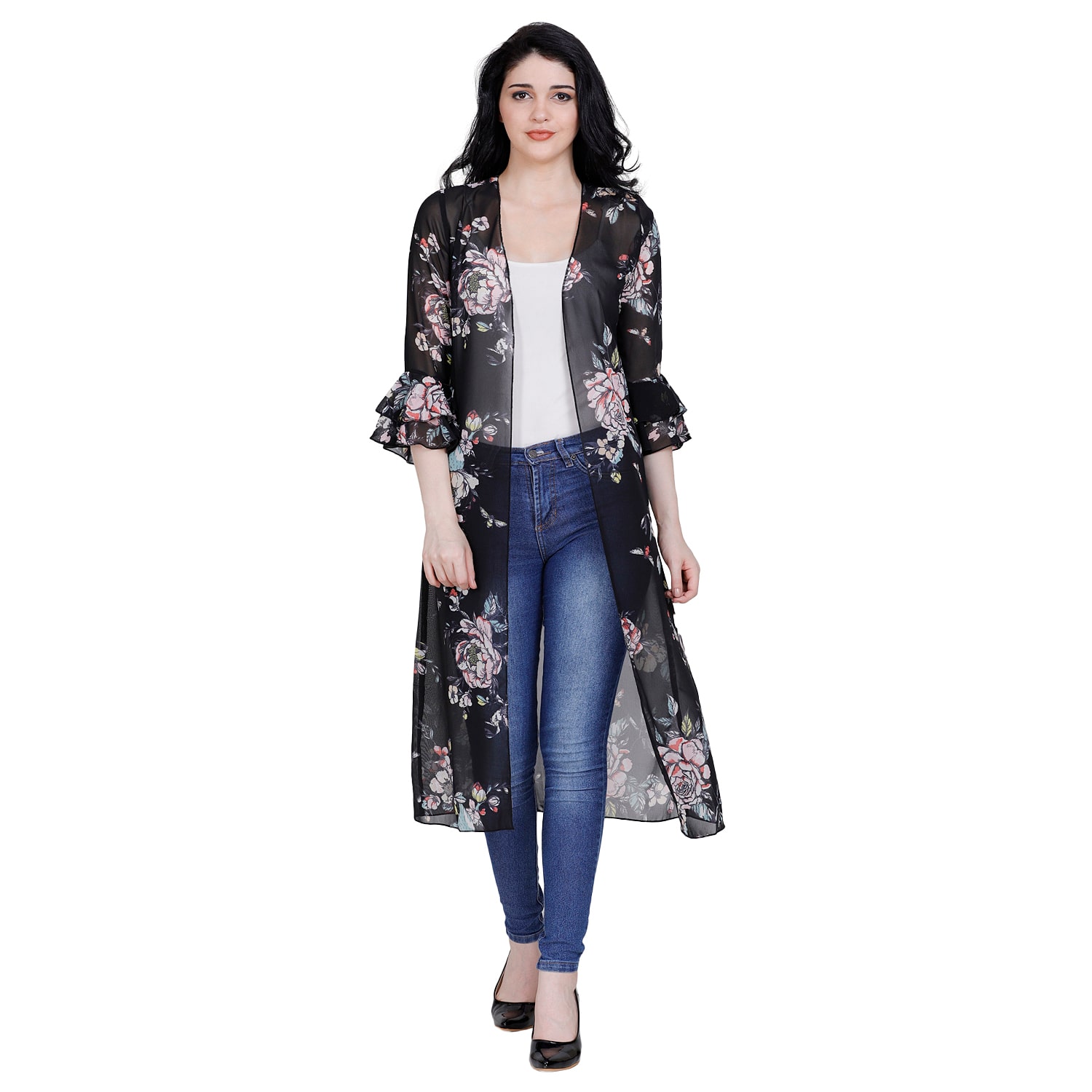

Fragrant Flower Women Shrug - Black