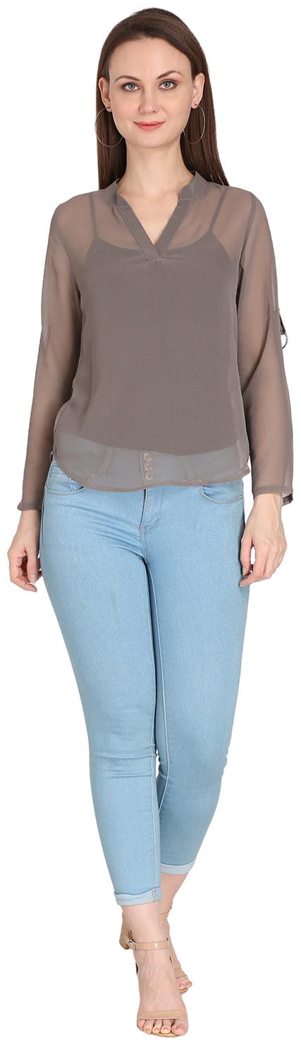 

Fragrant Flower Women Solid Regular top - Brown