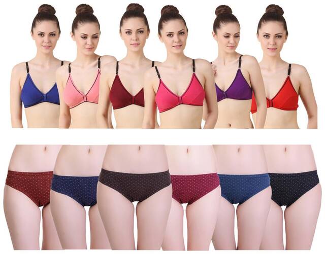 Freely Cotton Bra & Panty Combo - Pack of 12