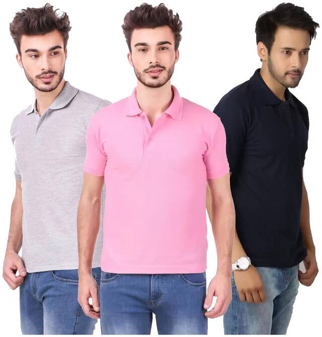 FREELY Polycotton Polo Neck T-Shirts For Men - Multi