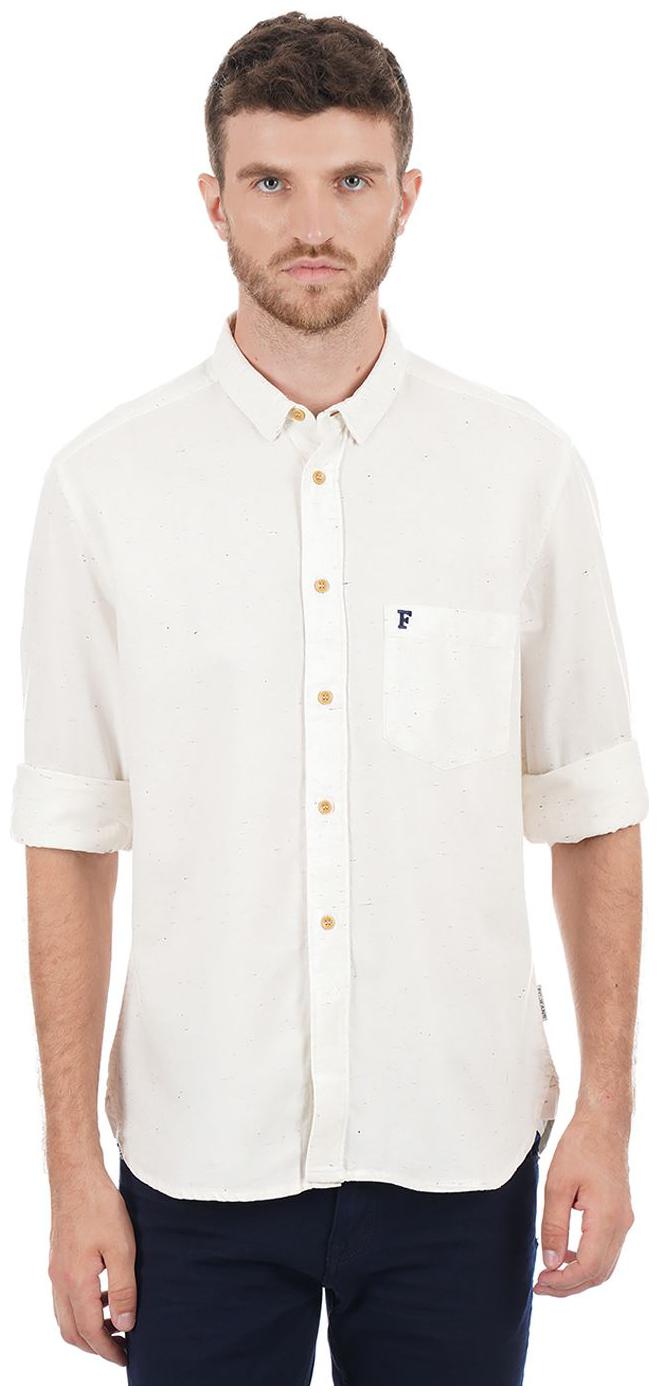 

French Connection Men White Printed Slim Fit Casual Shirt