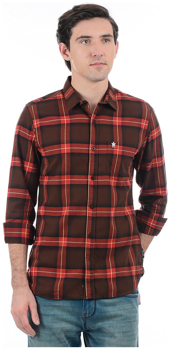 

Fcuk Men Brown Checked Slim Fit Casual Shirt