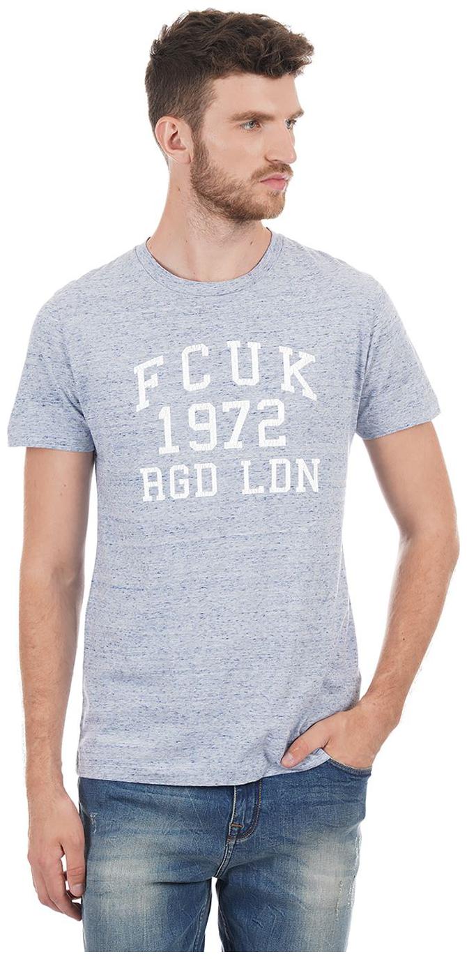 

French Connection Men Blue Slim fit Cotton Round neck T-Shirt - Pack Of 1