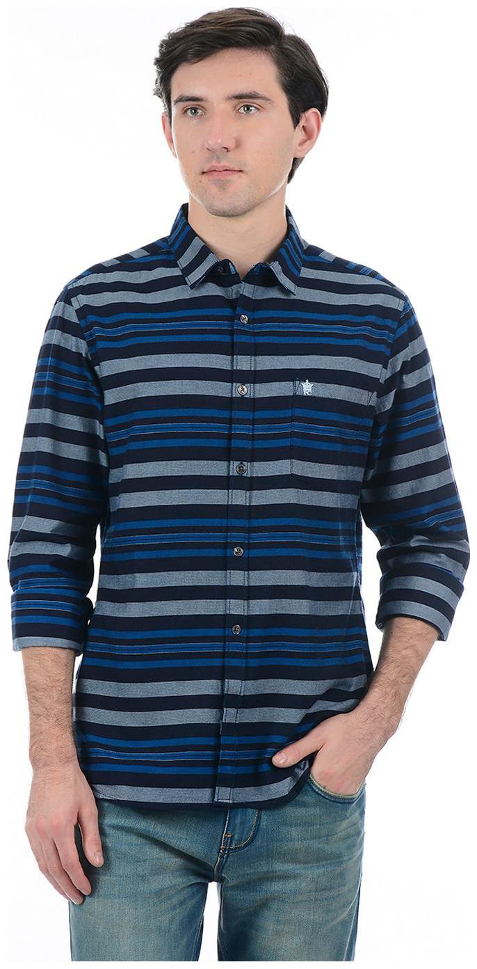 

Fcuk Men Blue Horizontal Stripes Slim Fit Casual Shirt