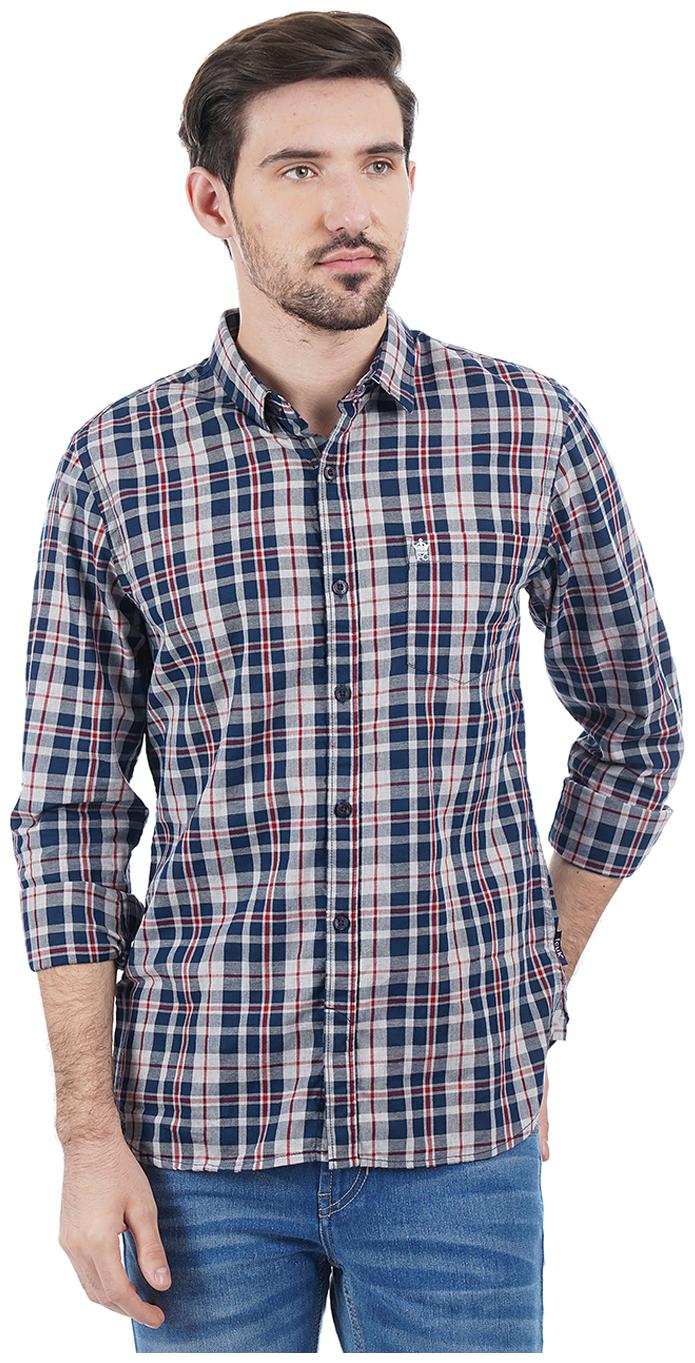 

Fcuk Men Blue Checked Slim Fit Casual Shirt