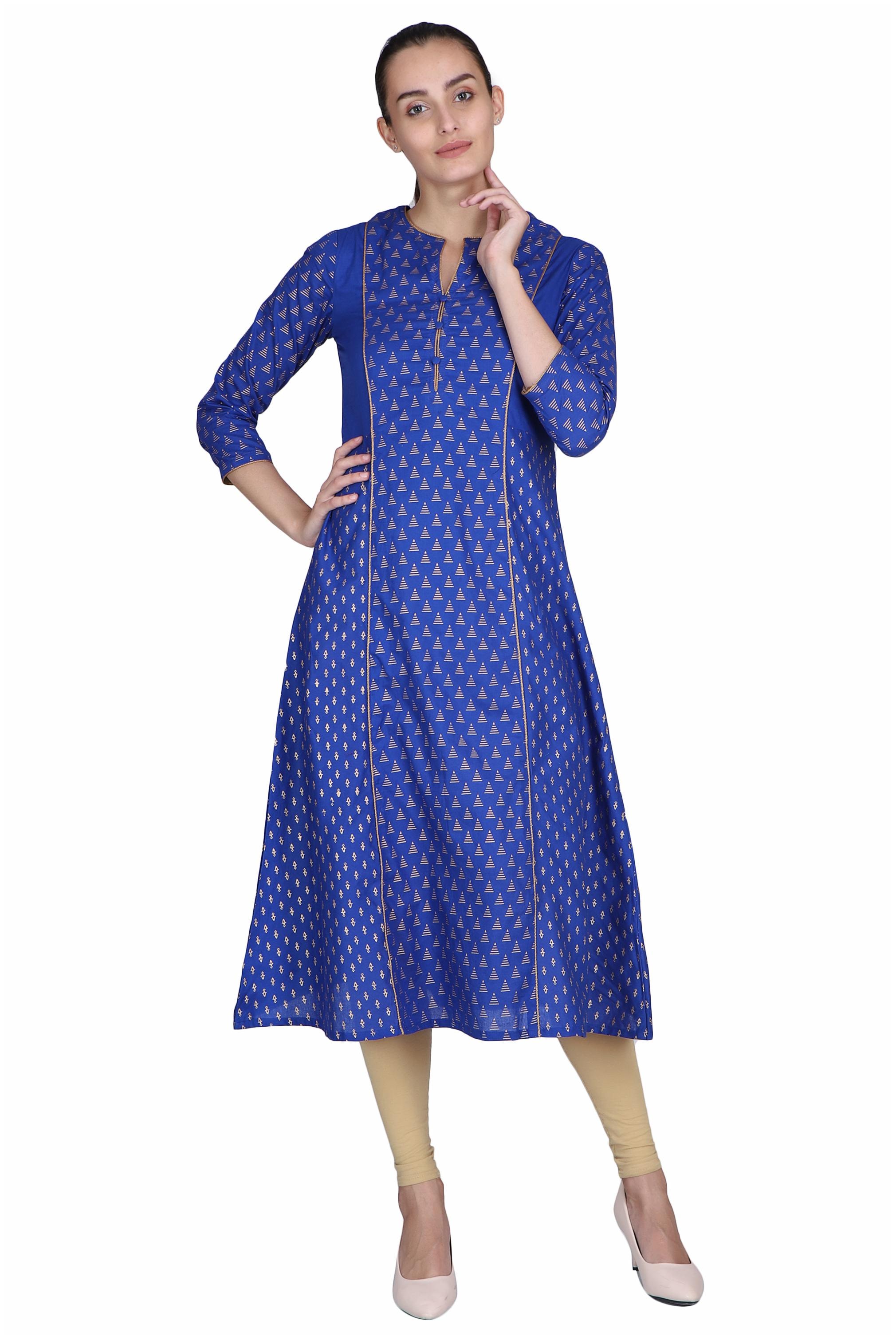 

FRIENDI Cotton Printed Women Blue Kurta