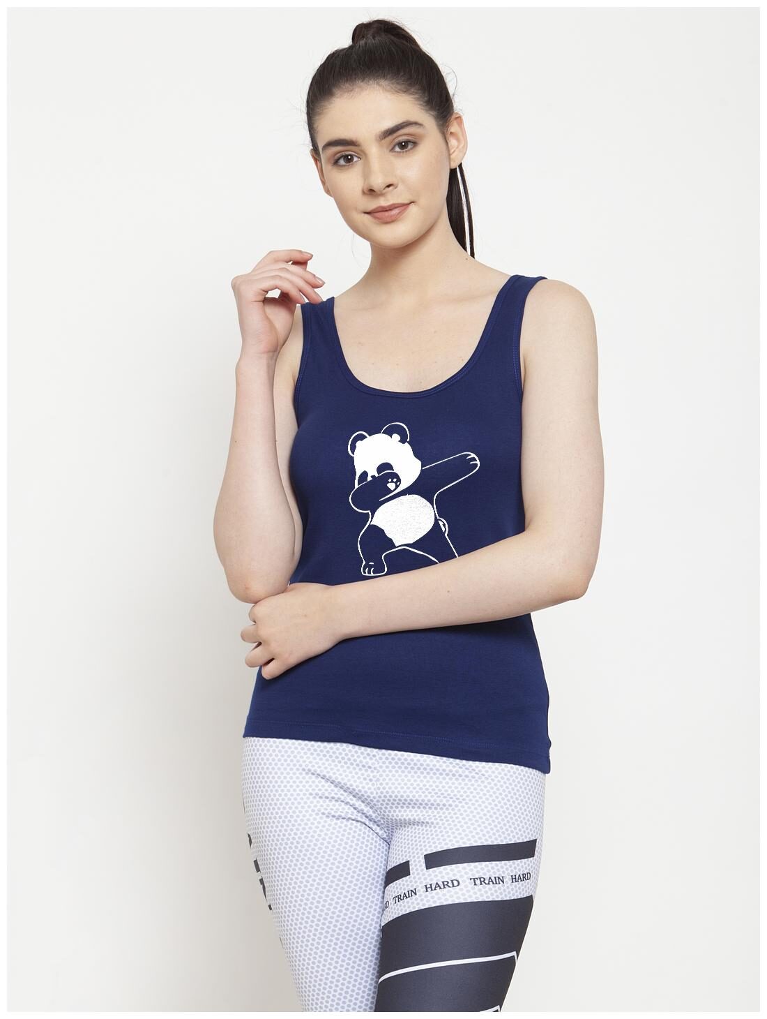 

Friskers Women Blue Regular fit U neck Cotton Tank top