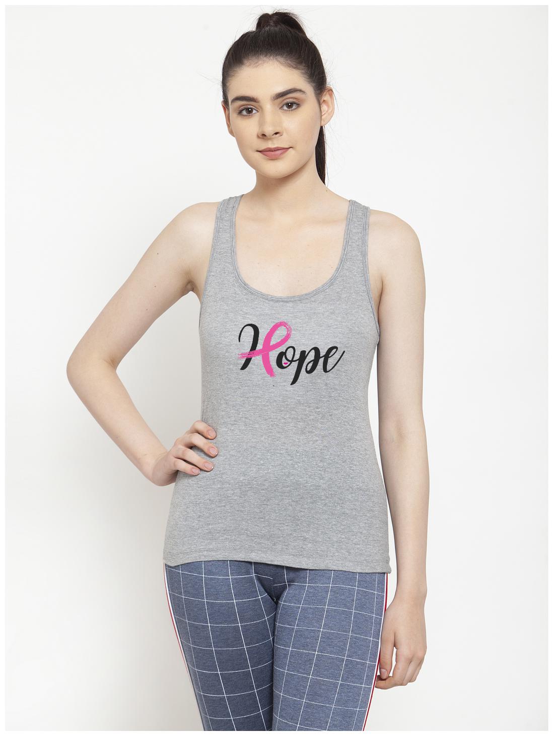 

Friskers Women Grey Regular fit U neck Cotton Tank top