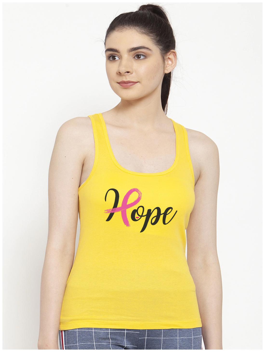 

Friskers Women Yellow Regular fit U neck Cotton Tank top