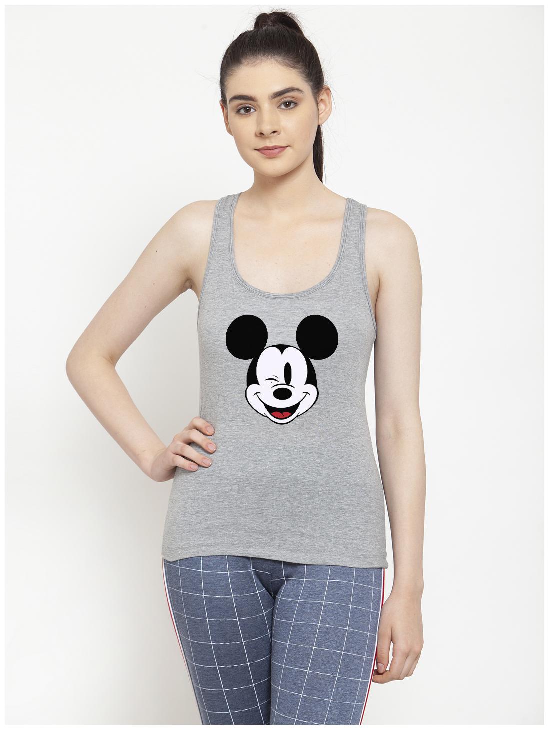 

Friskers Women Grey Regular fit U neck Cotton Tank top