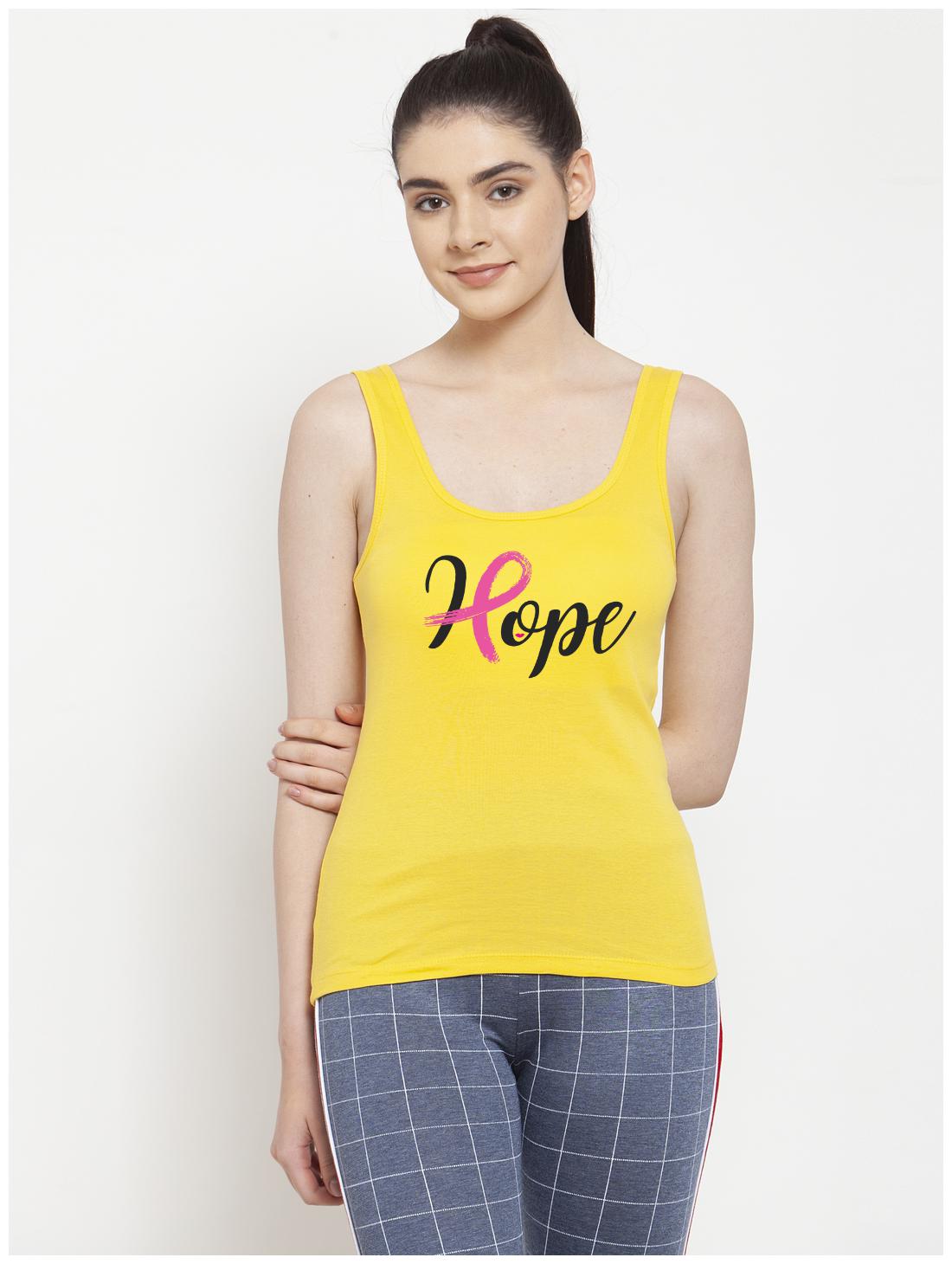 

Friskers Women Yellow Regular fit U neck Cotton Tank top