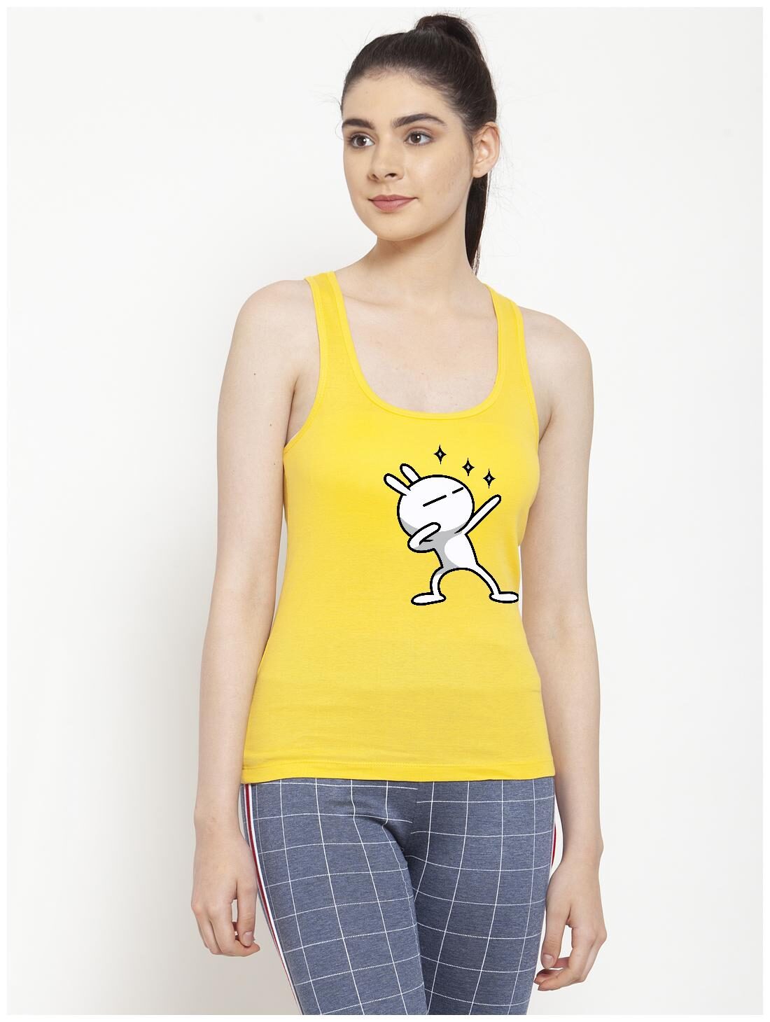

Friskers Women Yellow Regular fit U neck Cotton Tank top