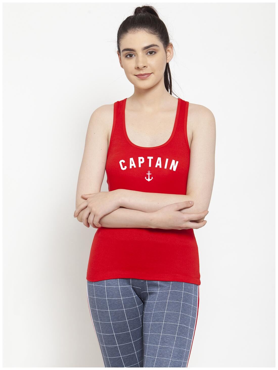 

Friskers Women Red Regular fit U neck Cotton Tank top
