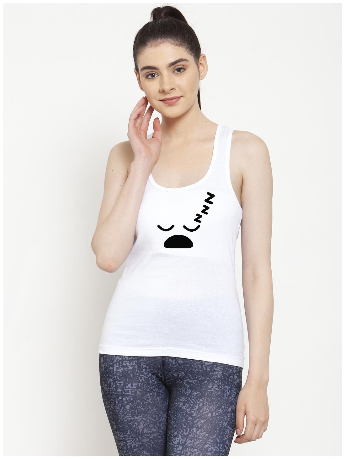 

Friskers Women White Regular fit U neck Cotton Tank top