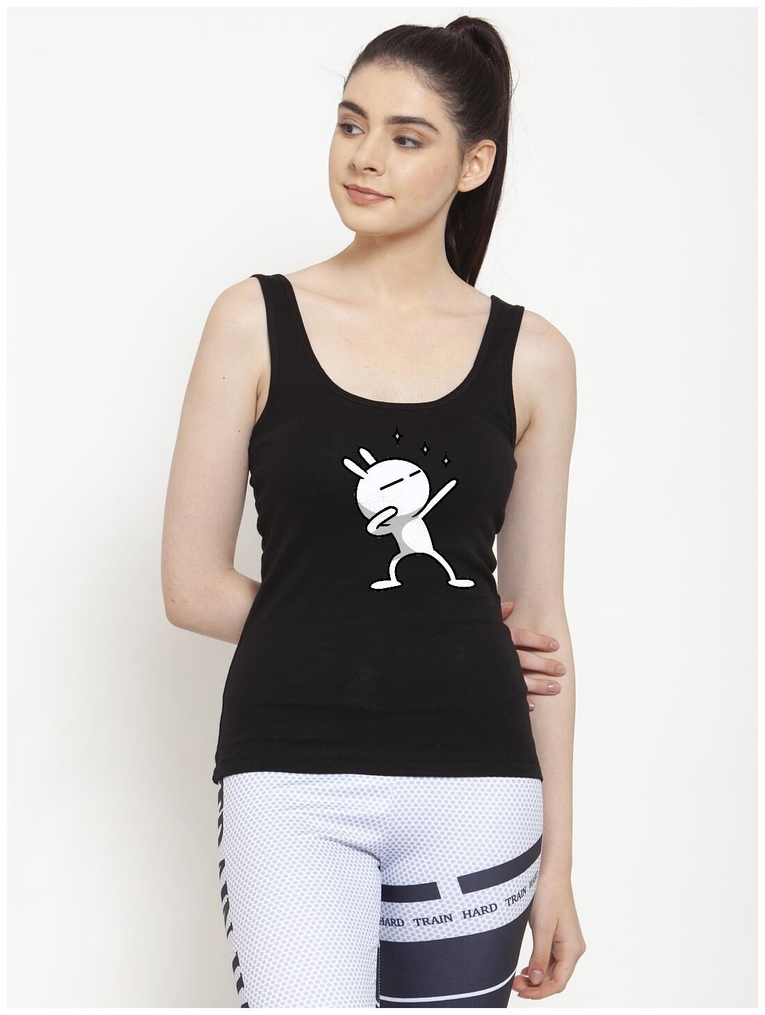 

Friskers Women Black Regular fit U neck Cotton Tank top