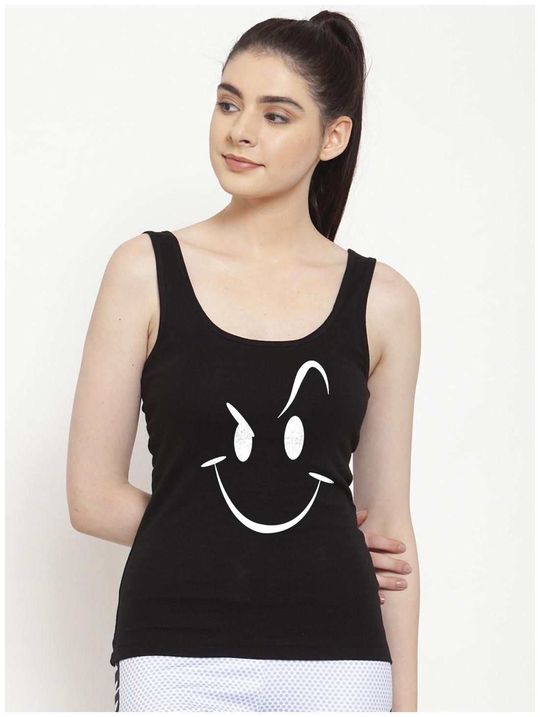 

Friskers Women Black Regular fit U neck Cotton Tank top