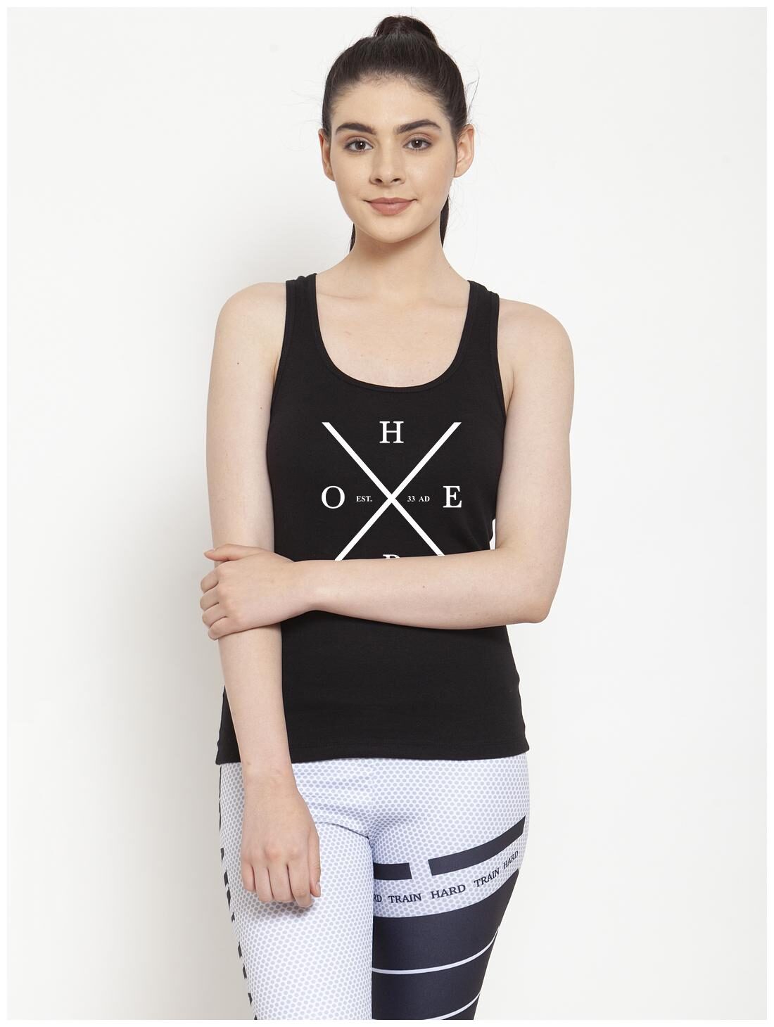 

Friskers Women Black Regular fit U neck Cotton Tank top