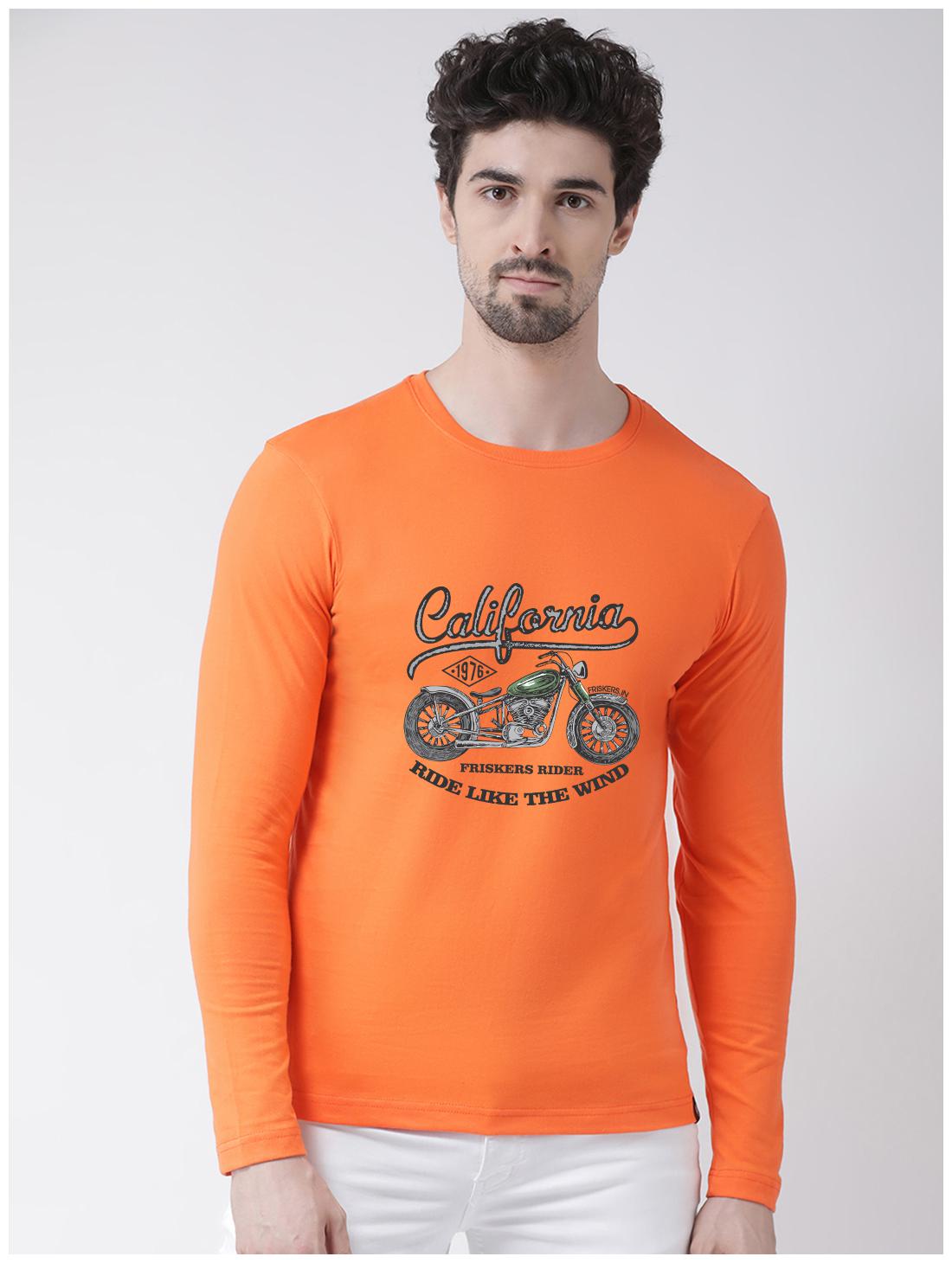 

Friskers Men Orange Slim fit Cotton Round neck T-Shirt - Pack Of 1