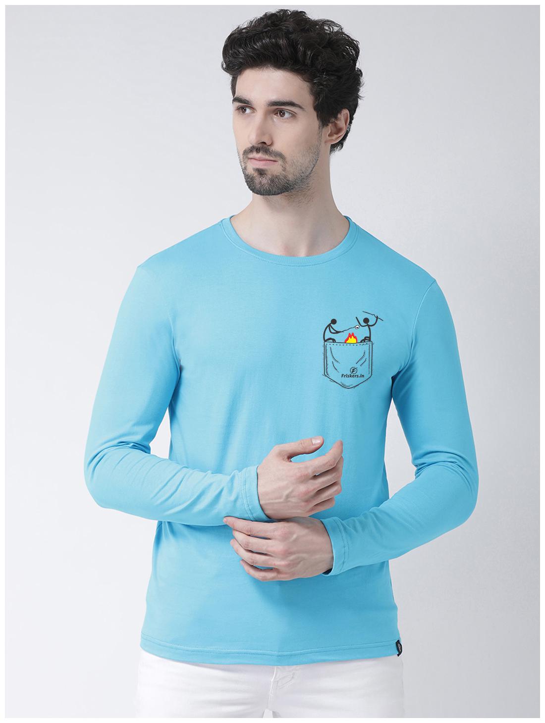 

Friskers Men Turquoise Slim fit Cotton Round neck T-Shirt - Pack Of 1
