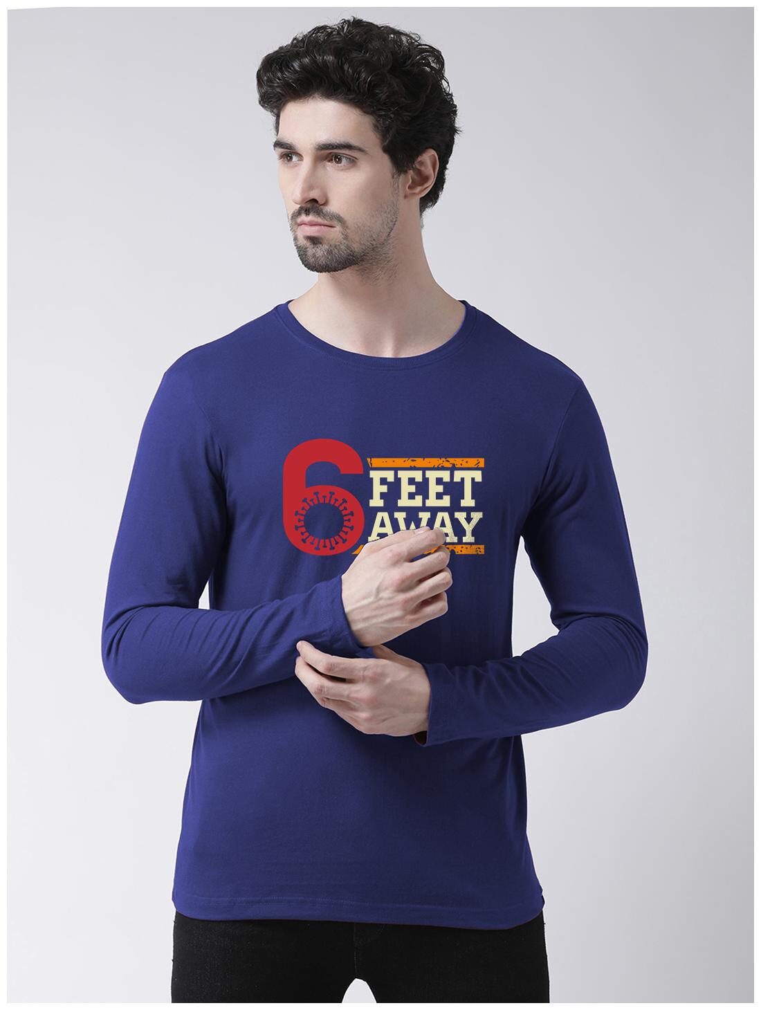 

Friskers Men Blue Slim fit Cotton Round neck T-Shirt - Pack Of 1