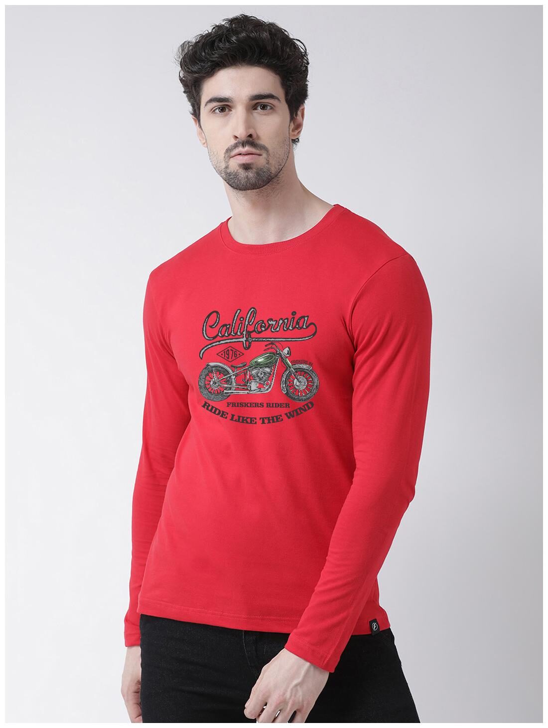 

Friskers Men Red Slim fit Cotton Round neck T-Shirt - Pack Of 1
