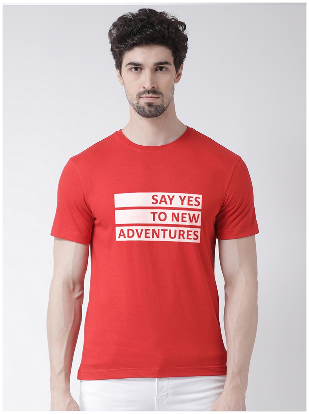 

Friskers Men Red Slim fit Cotton Round neck T-Shirt - Pack Of 1