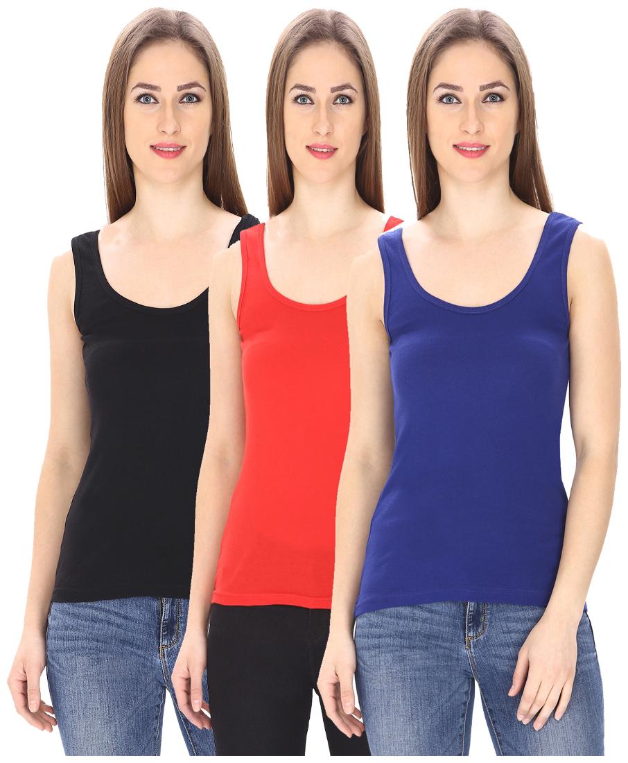 

Friskers Black red Blue Camisole Tank Top Pack of 3