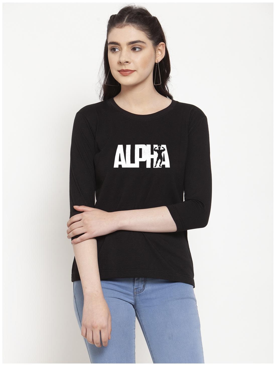 

Friskers Women Black Regular fit Round neck Cotton T shirt
