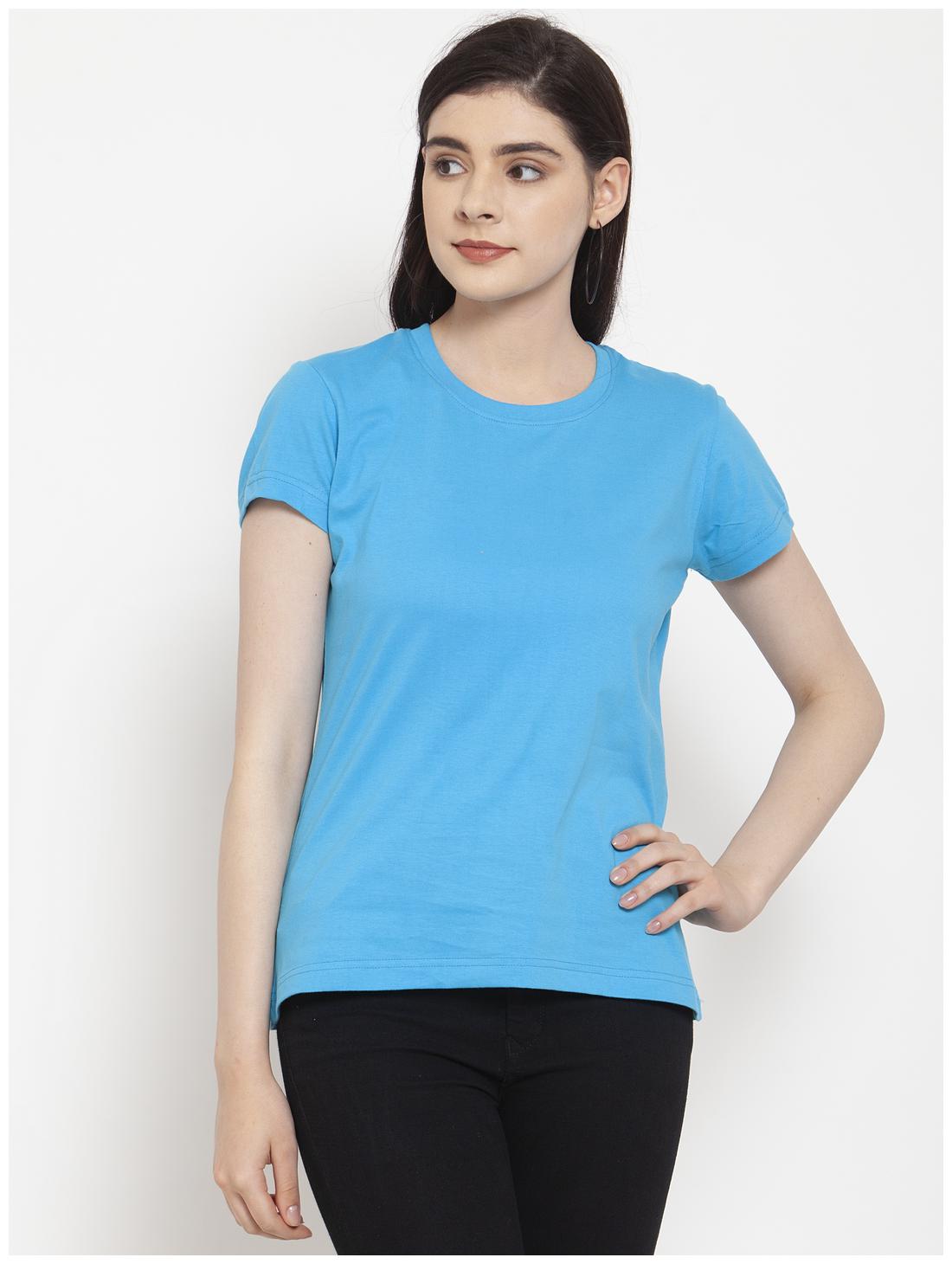 

Friskers Women Turquoise Regular fit Round neck Cotton T shirt